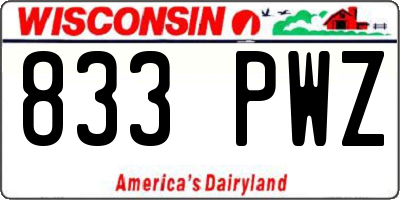 WI license plate 833PWZ