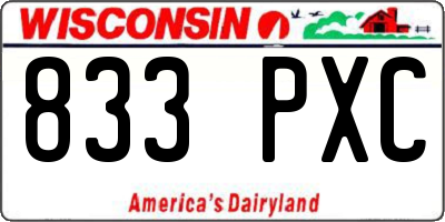 WI license plate 833PXC