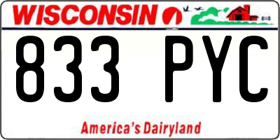 WI license plate 833PYC