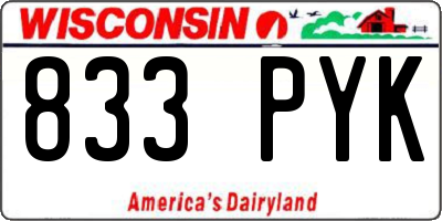 WI license plate 833PYK