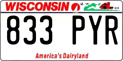 WI license plate 833PYR