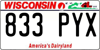 WI license plate 833PYX