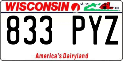 WI license plate 833PYZ