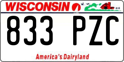 WI license plate 833PZC