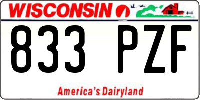 WI license plate 833PZF