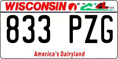 WI license plate 833PZG