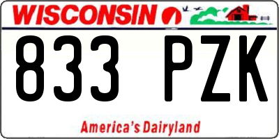 WI license plate 833PZK