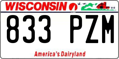 WI license plate 833PZM
