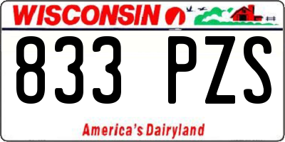 WI license plate 833PZS