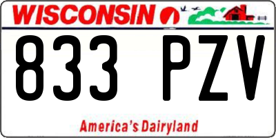 WI license plate 833PZV