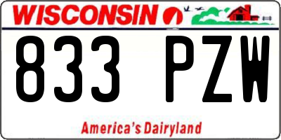 WI license plate 833PZW