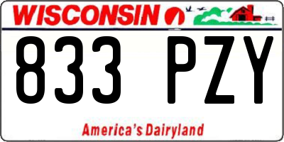 WI license plate 833PZY