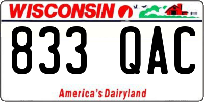 WI license plate 833QAC