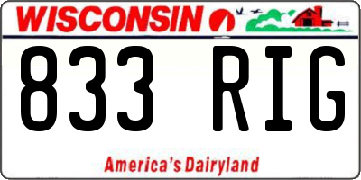WI license plate 833RIG
