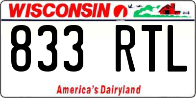 WI license plate 833RTL