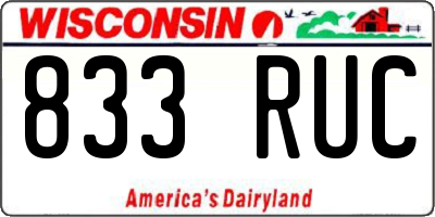 WI license plate 833RUC
