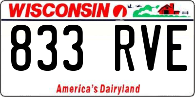 WI license plate 833RVE