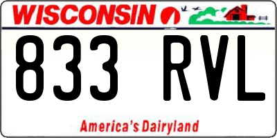 WI license plate 833RVL