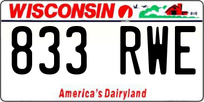 WI license plate 833RWE