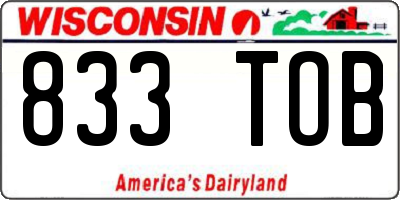 WI license plate 833TOB