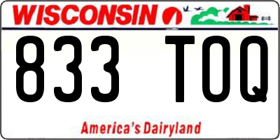 WI license plate 833TOQ