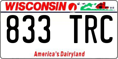 WI license plate 833TRC