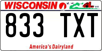 WI license plate 833TXT