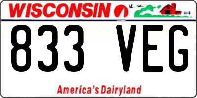 WI license plate 833VEG