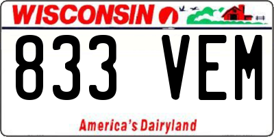 WI license plate 833VEM