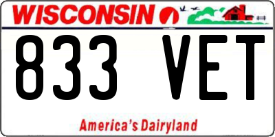 WI license plate 833VET