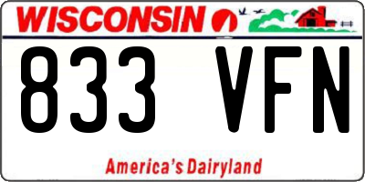 WI license plate 833VFN