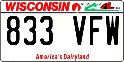 WI license plate 833VFW