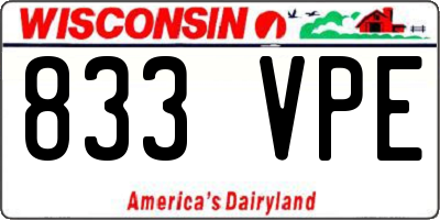 WI license plate 833VPE