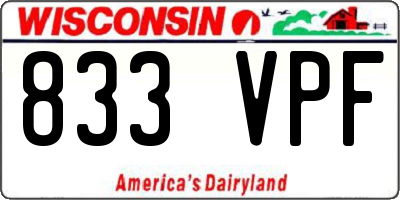 WI license plate 833VPF