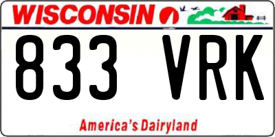 WI license plate 833VRK