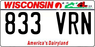 WI license plate 833VRN