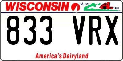 WI license plate 833VRX