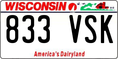 WI license plate 833VSK