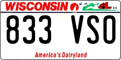 WI license plate 833VSO