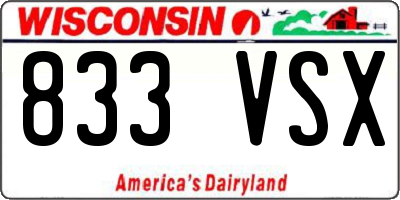 WI license plate 833VSX