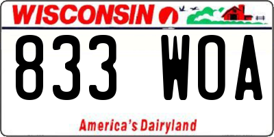 WI license plate 833WOA