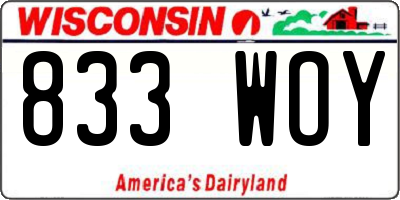 WI license plate 833WOY