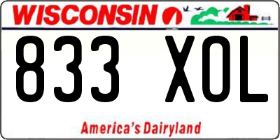 WI license plate 833XOL