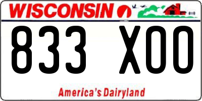 WI license plate 833XOO
