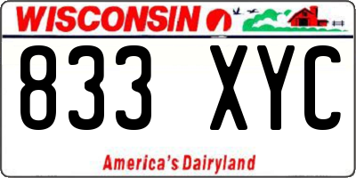WI license plate 833XYC