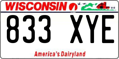 WI license plate 833XYE