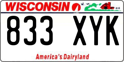 WI license plate 833XYK