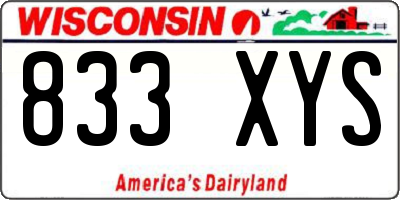 WI license plate 833XYS