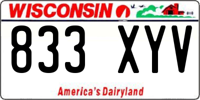 WI license plate 833XYV