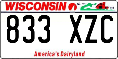 WI license plate 833XZC